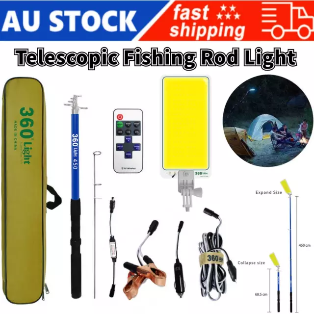 Telescopic Fishing Rod Light Pole Camping Lamp LED COB Light Lantern 500/800W