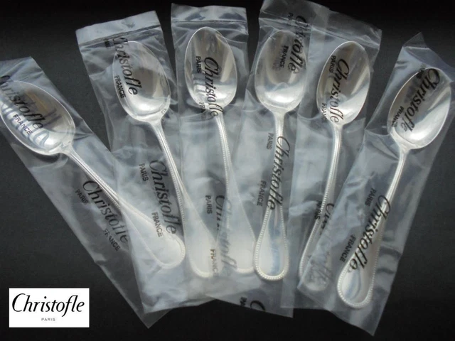 Christofle Pearls 6pcs Silver plated flatware Coffee spoon 3