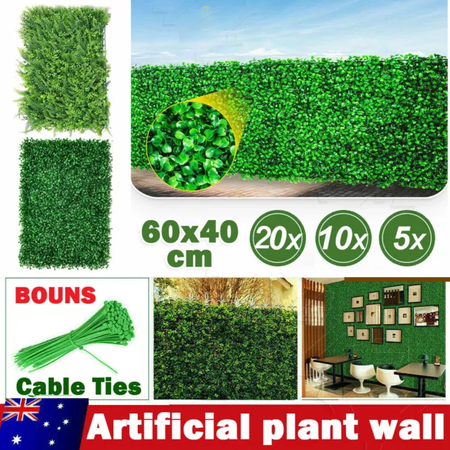 Artificial Plant Wall Panels Fake Vertical Grass Hedge Garden Ivy Mat Foliage Au