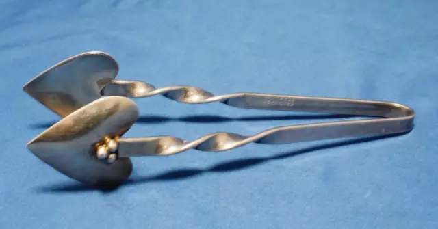 Vintage Sterling Silver Heart Shape Ice/Sugar Tongs