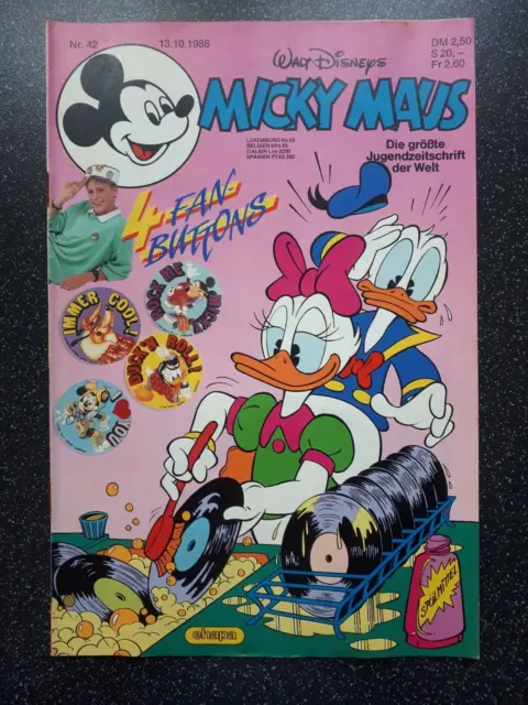 Micky Maus Heft Nr. 42 / 1988 Vom 13.10.1988 Mit Fan-Buttons Beilage