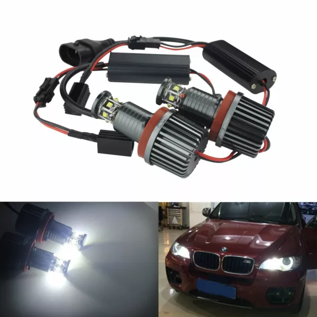 2x H8 30W Angel Eyes LED Marker Ringe Scheinwerfer Weiß Für BMW 3er E90 E91 LCI