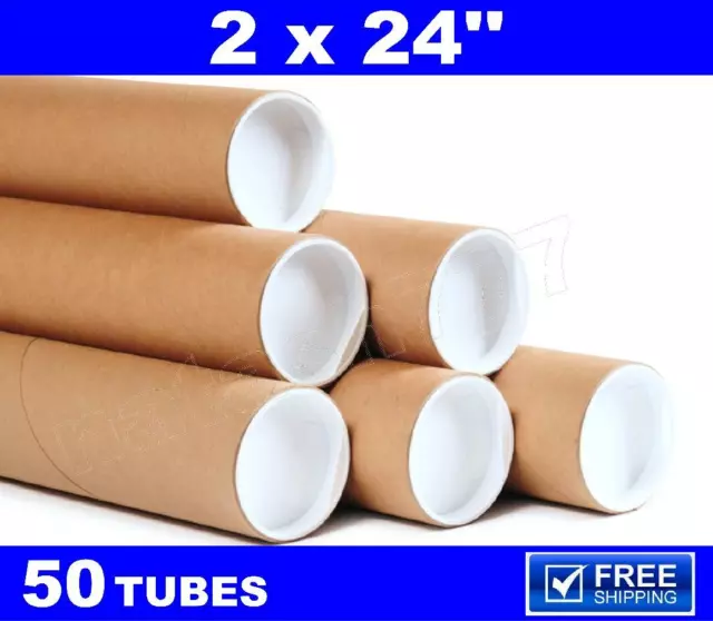 50 - 2 x 24" Kraft Tubes Poster Document Graphics Mailing Shipping Packing Tube