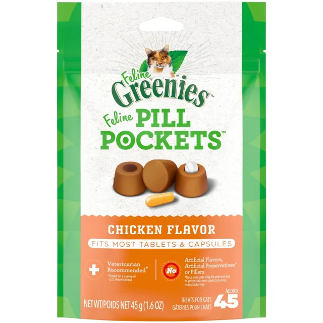 GREENIES Pill Pockets Hide Tablet Cat Treats Chicken Worming Treat Assist Soft