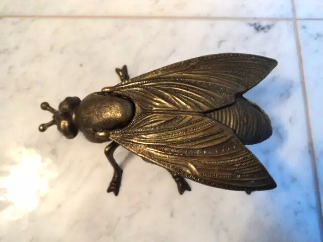 vintage brass bee/fly ashtray ~made in Italy