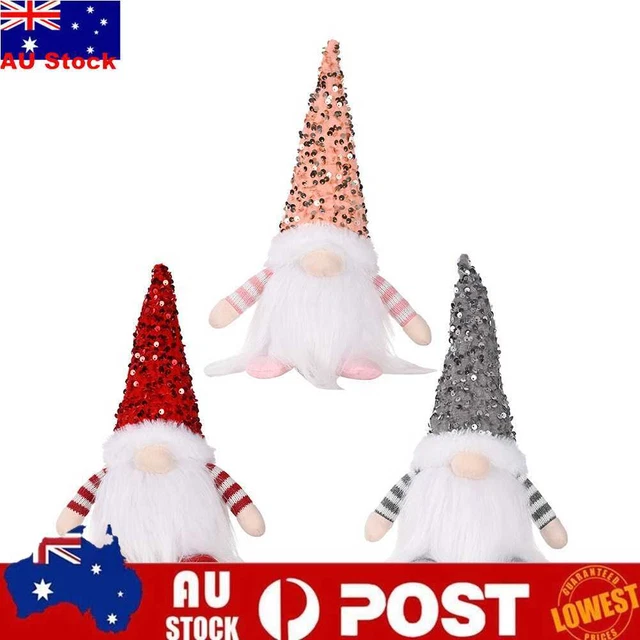 Sequins Christmas Gnome Ornament with LED Light Glowing Faceless Doll Decoration