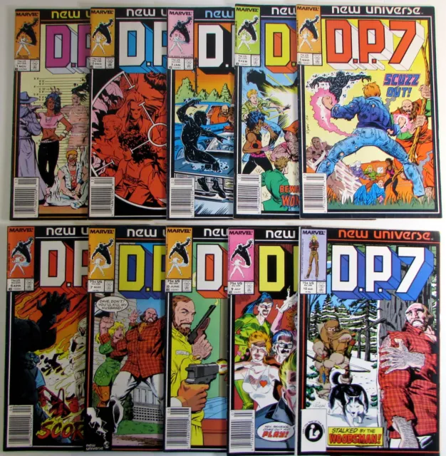 D.P. 7 Lot of 10 #1,2,3,4,5,6,7,8,9,10 Marvel (1986) Comic Books
