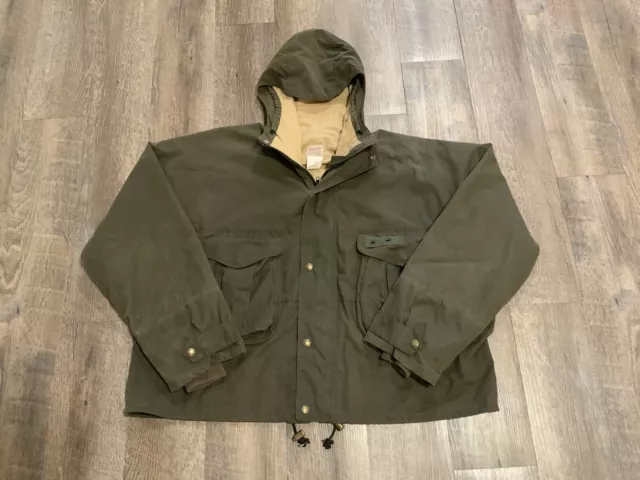 Vtg CC Filson USA Jacket Tin Cloth Waxed Hooded Style 1437 Size XXL Excellent