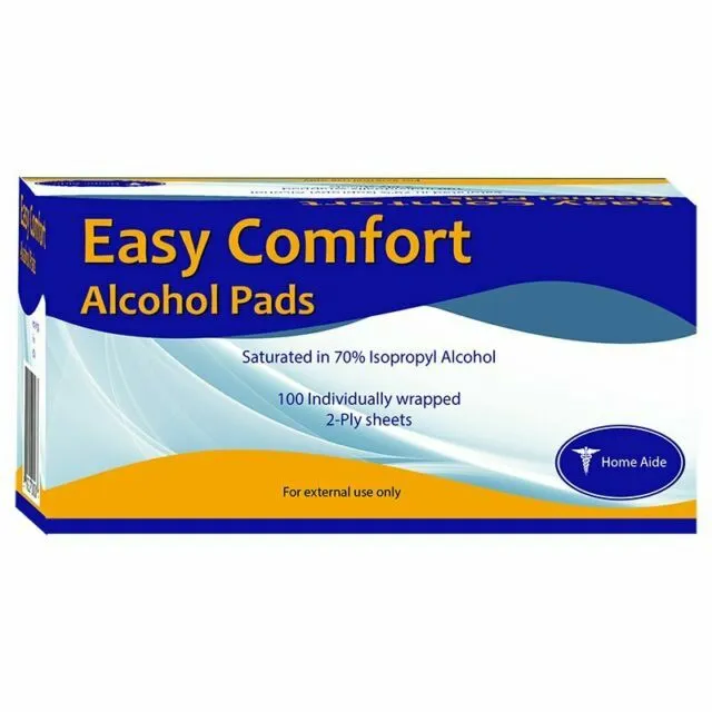 Home Aide Easy Comfort Alcohol Alcohol Alcohol Paquetes 6 Hojas (600 Total) Totalmente Nuevas