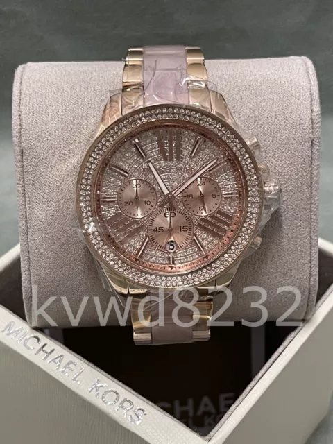 Michael Kors MK6096 Wren Chronograph Rose Gold Crystal Pave Quartz Women's Watch 2