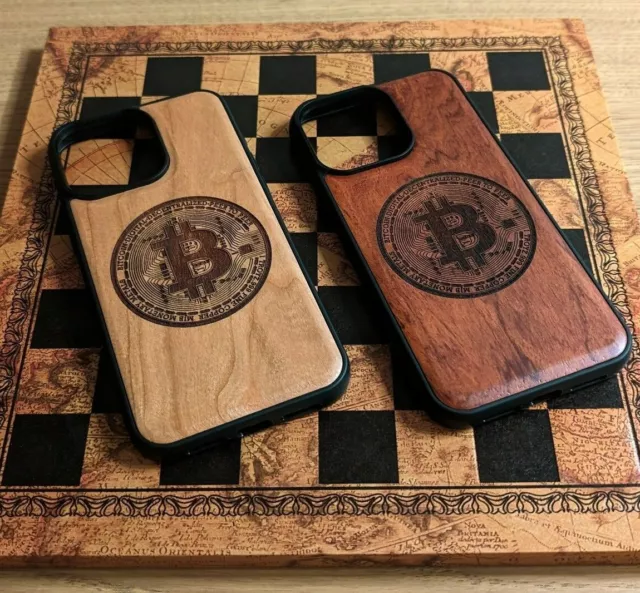 Wooden Phone Case - Bitcoin Logo - Crypto - BTC - iPhone 15/Pro/Max/Samsung S23