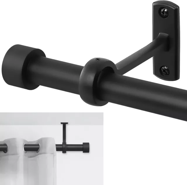 Curtain Rods for Windows 32 to 144, 1 Inch Black Matte Curtain Rod Set,  (Black)