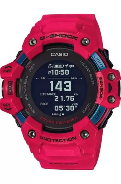 Casio G-Shock GBDH1000-4 GPS Heart Rate Monitor Solar Red Digital Sports NIB.