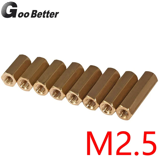 M2.5 BRASS SPACERS Female Threaded Hex Standoff Pillar PCB Spacer Studs