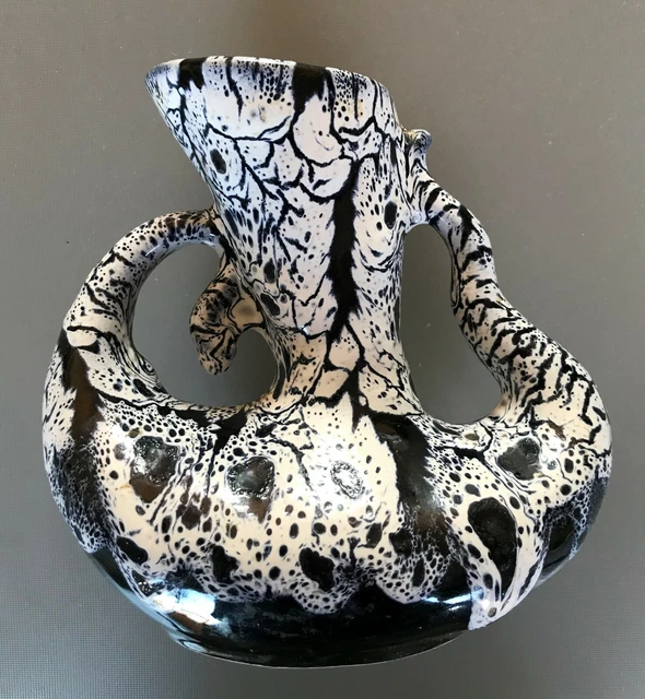 beau petit vase en grés flammé 1950 bagnoles de l'orme - forme libre