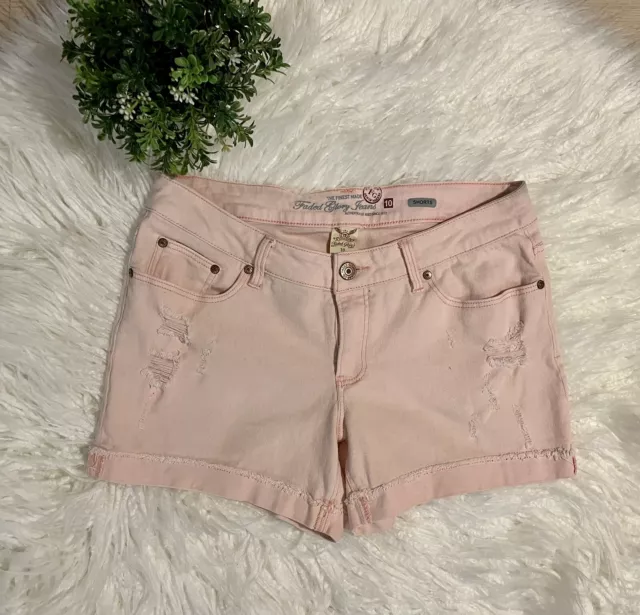 Faded Glory Womens Stretch Cut Off Shorts Distressed Pastel Light Pink Size 10