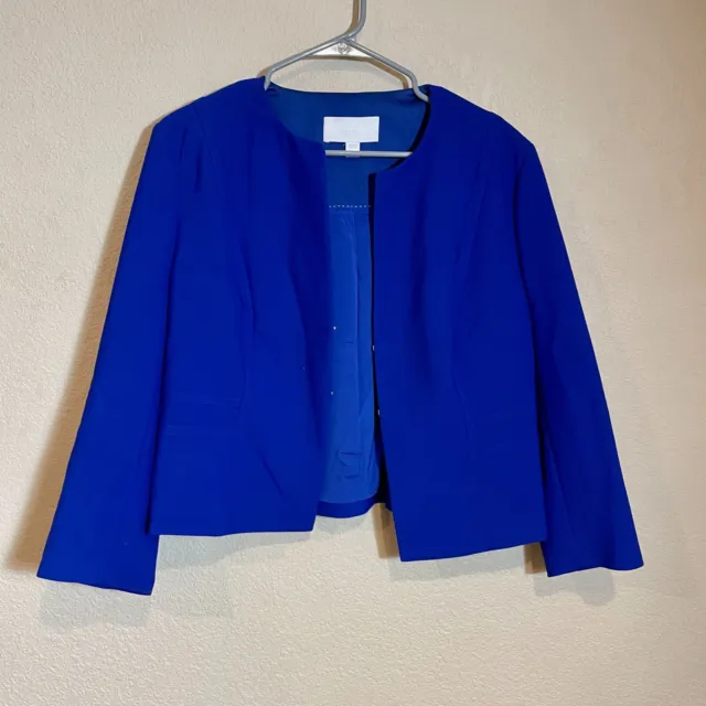 Hugo Boss Jadama Blazer Suit Jacket Womens 12 Royal Blue Long Sleeve Career