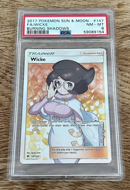 Pokemon Wicke Burning Shadows 147/147 Full Art Holo PSA 8 NEAR MINT
