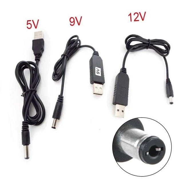 Cavo Boost 5,5*2,1 mm nero spina step up alimentazione USB 3 piedi