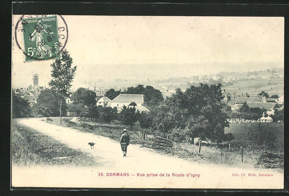 CPA Dormans, view taken from the Route d'Igny 1909