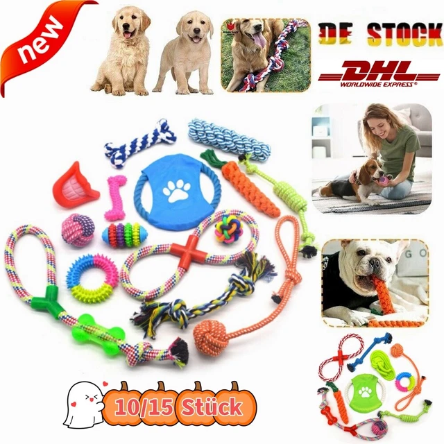 10/15X Hunde Spielzeug Set Kauspielzeug aus Seil Interaktives Pet Dog Welpen Toy