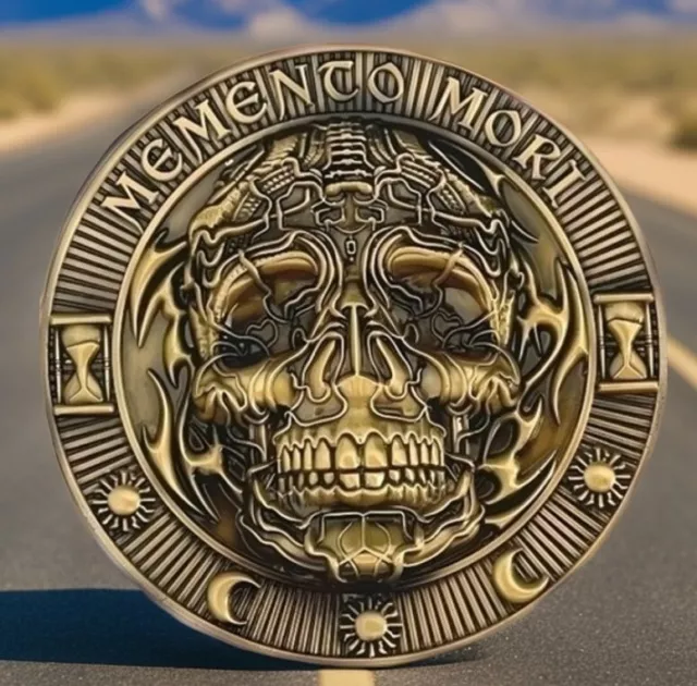 🔥Stoic Philosophy Memento Mori Gold Pirate Skull Coin Marcus Aurelius Amor Fati