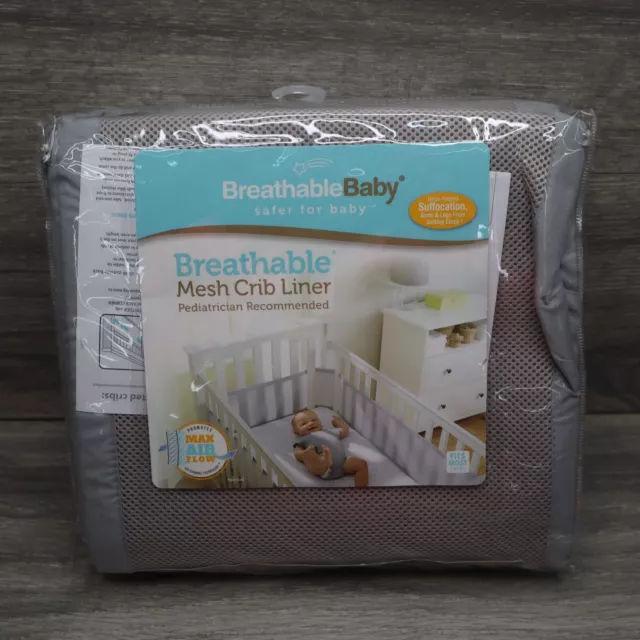 Delineador de cuna de malla de bebé transpirable clásico estándar cuna de bebé gris nuevo