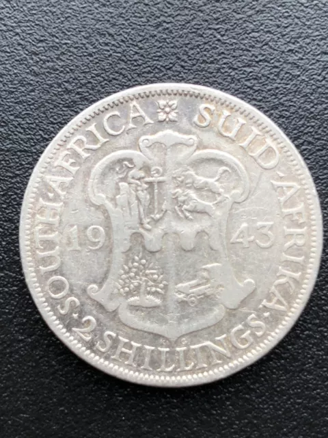 1943 South African 2 Shilling Silver Coin King George VI. (124)