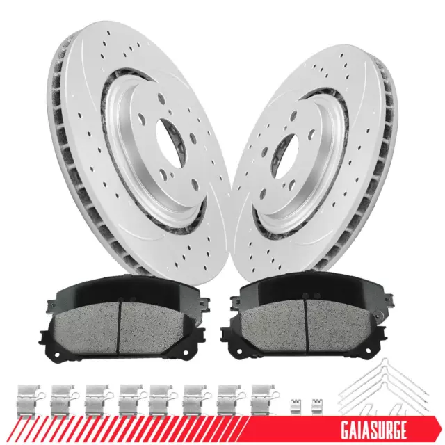 Front Drilled Rotors Brake Pads for Toyota Sienna Highlander Lexus RX350 RX450h