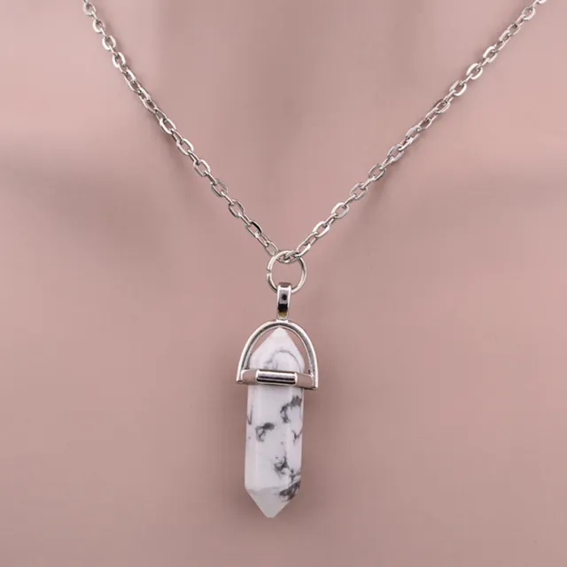 Natural Crystal Pendulum Quartz Stone Pendant Chakra Healing Gemstone Necklace 11