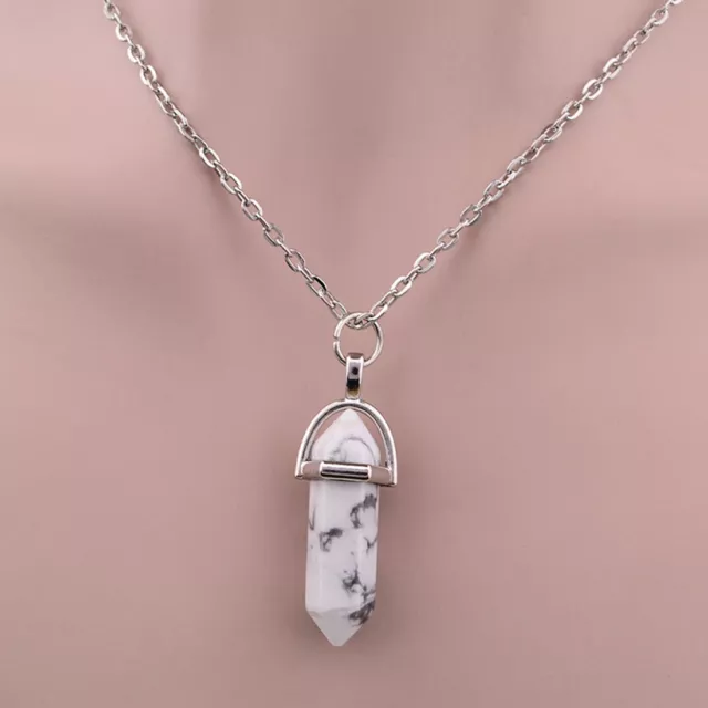Natural Crystal Pendulum Quartz Stone Pendant Chakra Healing Gemstone Necklace 11