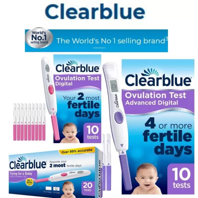 Clearblue Ovulation Digital Test Kit/ Advanced Digital Test 10 or 20 Tests BOXED