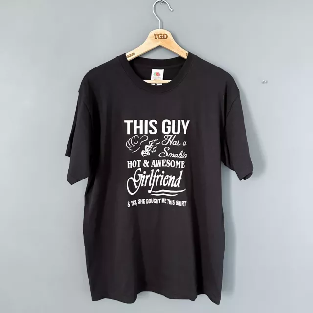 Mens Black Funny Girlfriend Print 100% Cotton Short Sleeved T-Shirt Top Large