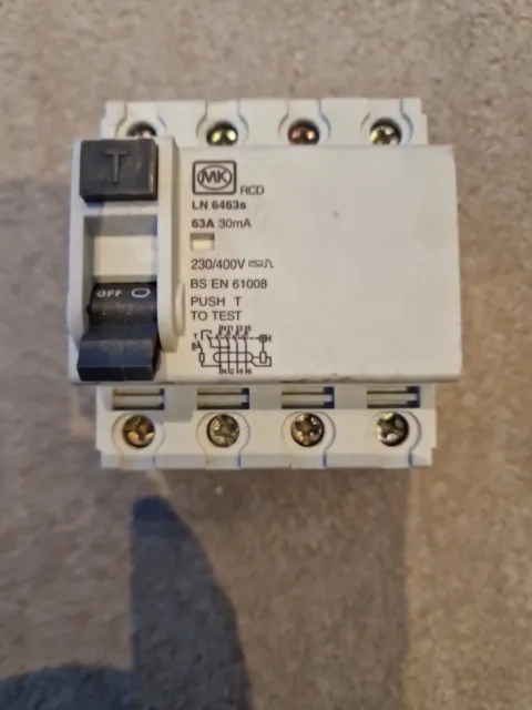 MK LN 6463s 63A 30mA 4Pole RCD RCCB Circuit Breaker  - Tested