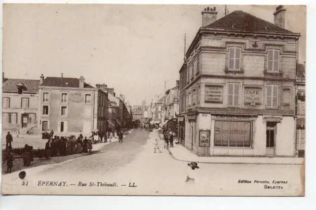 EPERNAY - Marne - CPA 51 - Commerces - le café du Palais rue St Thibault