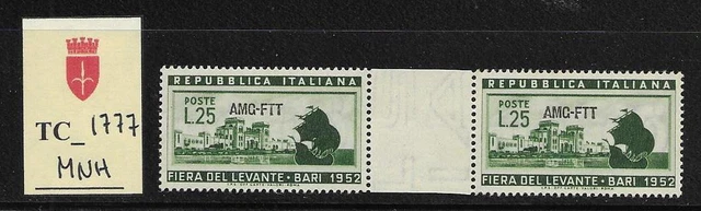 TC_1777. TRIESTE FTT. Gutter pair of 1952 "FIERA LEVANTE". MNH