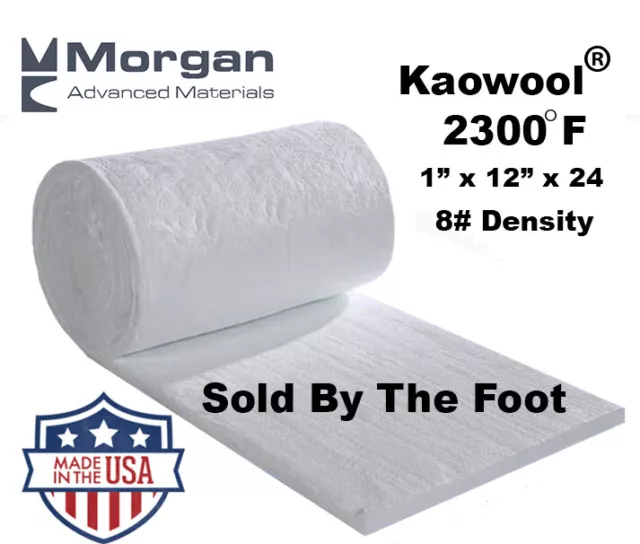 1" Kaowool 12"x24" Ceramic Fiber Blanket Insulation 8# Thermal Ceramic 2300F