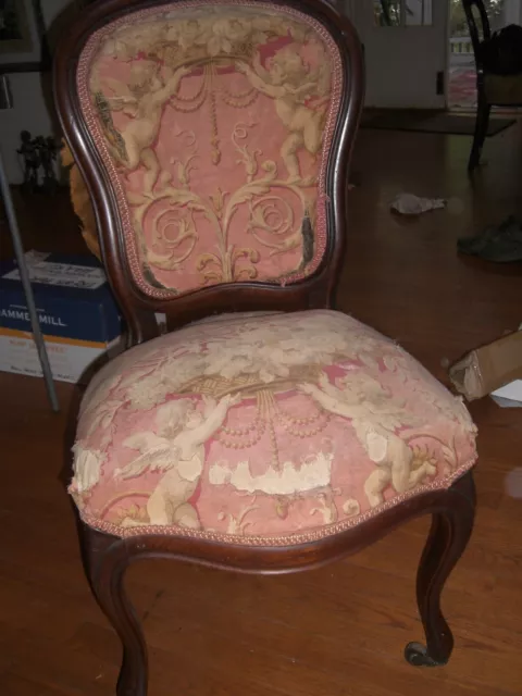 Antique Parlor chair 1800's  victorian side  chair  Rococo revival matching Pair