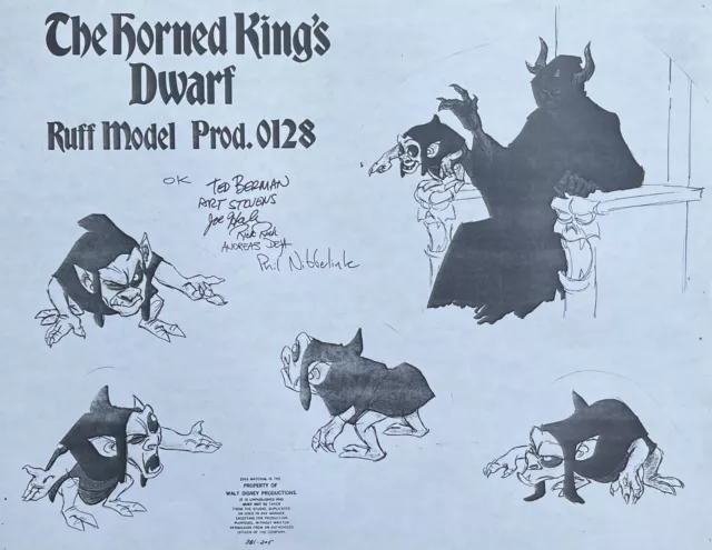 THE BLACK CAULDRON 1985 THE HORNED KING'S DWARF  MODEL SHEET Photo Copy  Disney