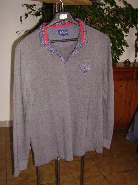  polo homme  STATUS taille L - Gris - Manches longues Occasion