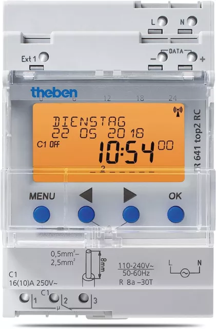Theben Digitale 1-Kanal Zeitschaltuhr TR 641 top2, Jahres- und Astro-Programm