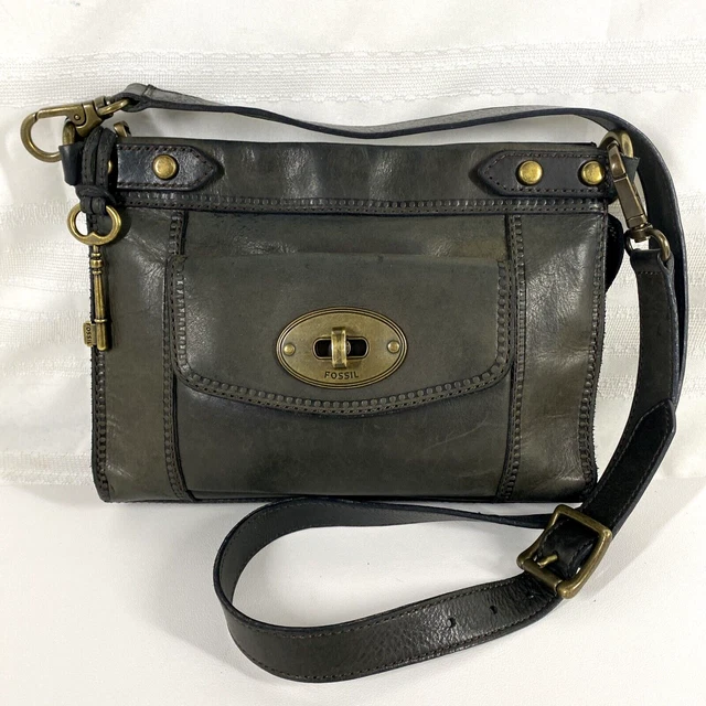 Fossil Vintage Revival Crossbody Shoulder Bag Clutch Convertible Weathered Black Fossil Vintage Revival Crossbody Shoulder Bag Clutch Convertible Weathered Black
