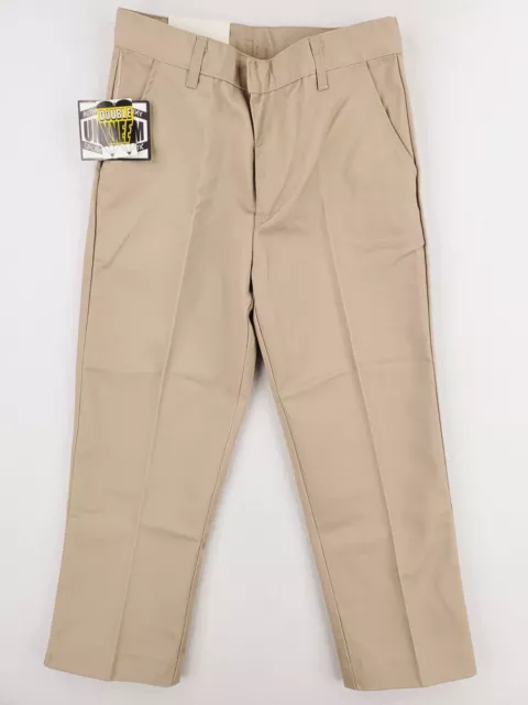 Kids School Uniform Pants Boys Sz 7 Beige Khaki Chino Double Knee Adjustable NWT