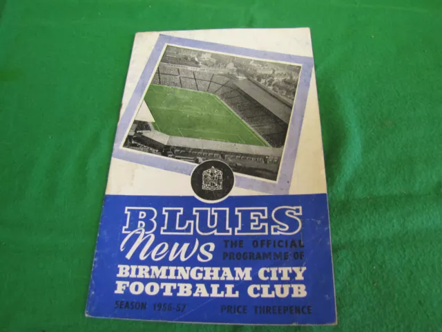 1956/57 Birmingham City v Wolverhampton Wanderers Football Programme