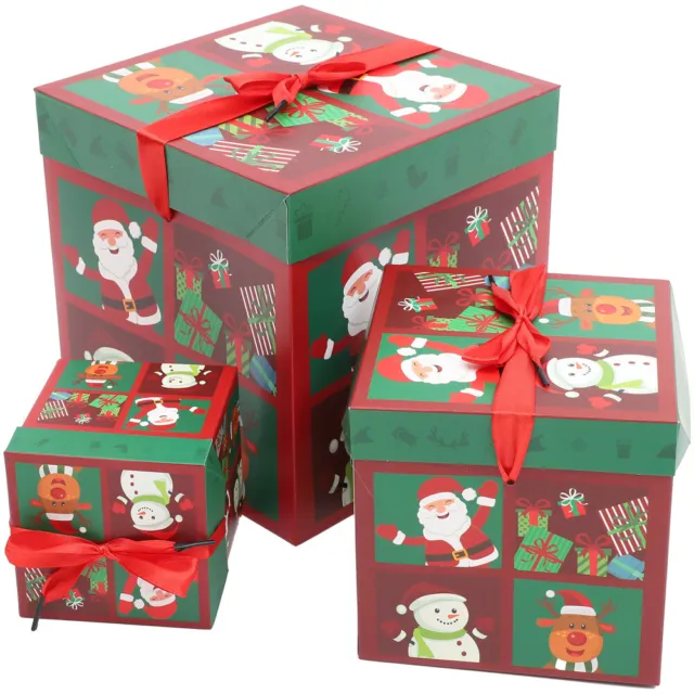 3 pz contenitori per caramelle di carta forniture natalizie scatola da imballaggio