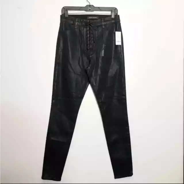 J Brand Steph Shep Coated Vendetta Lace Up High Rise Black Skinny Jeans