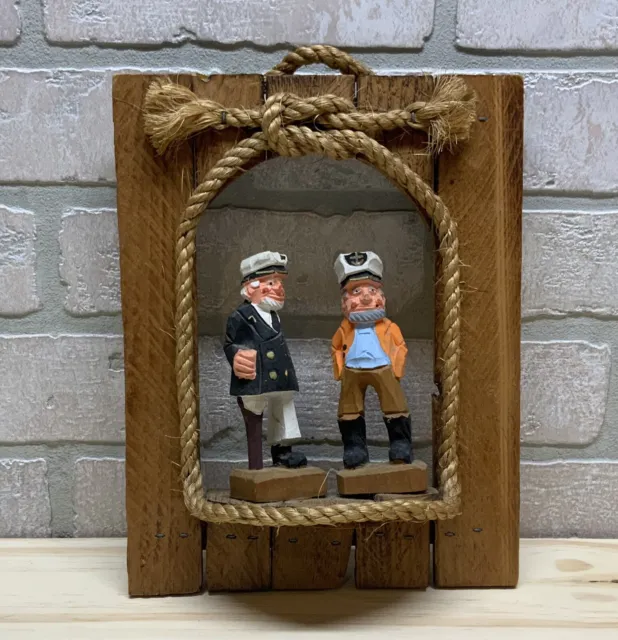 Vintage SEA CAPTAIN & FISHER Salt Nautical Hand Carved Wooden Wall Hanging