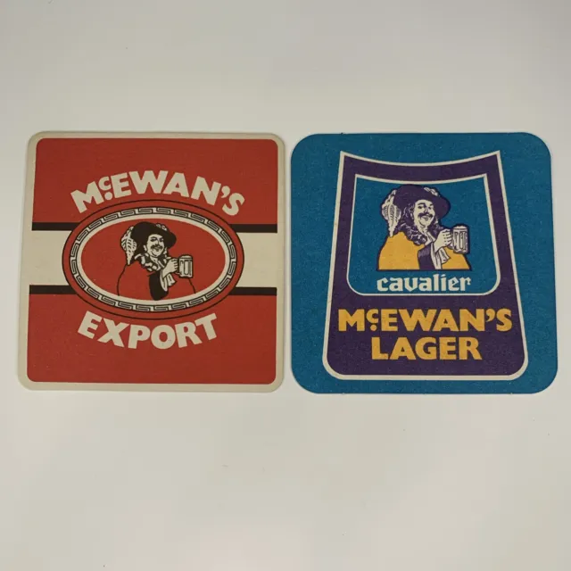 McEwan's Lager Cavalier blue bar mat & Mcewan's Export Red Pub mat coaster set