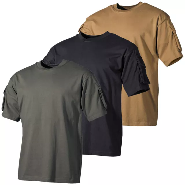 US Army T-Shirt mit Ärmeltaschen Tactical Taktisches Shirt kurzarm Baumwolle