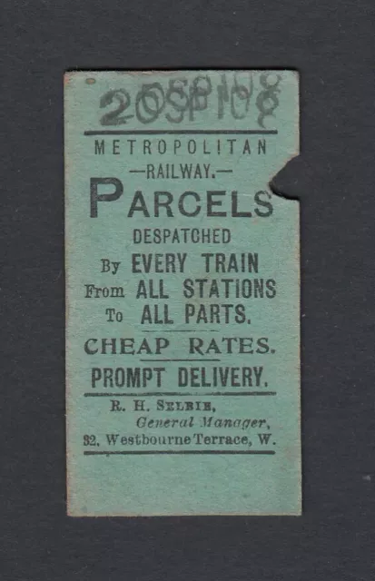 Metropolitan Rail Ticket , Aldgate to King's Cross, London -  3rd Class. 2